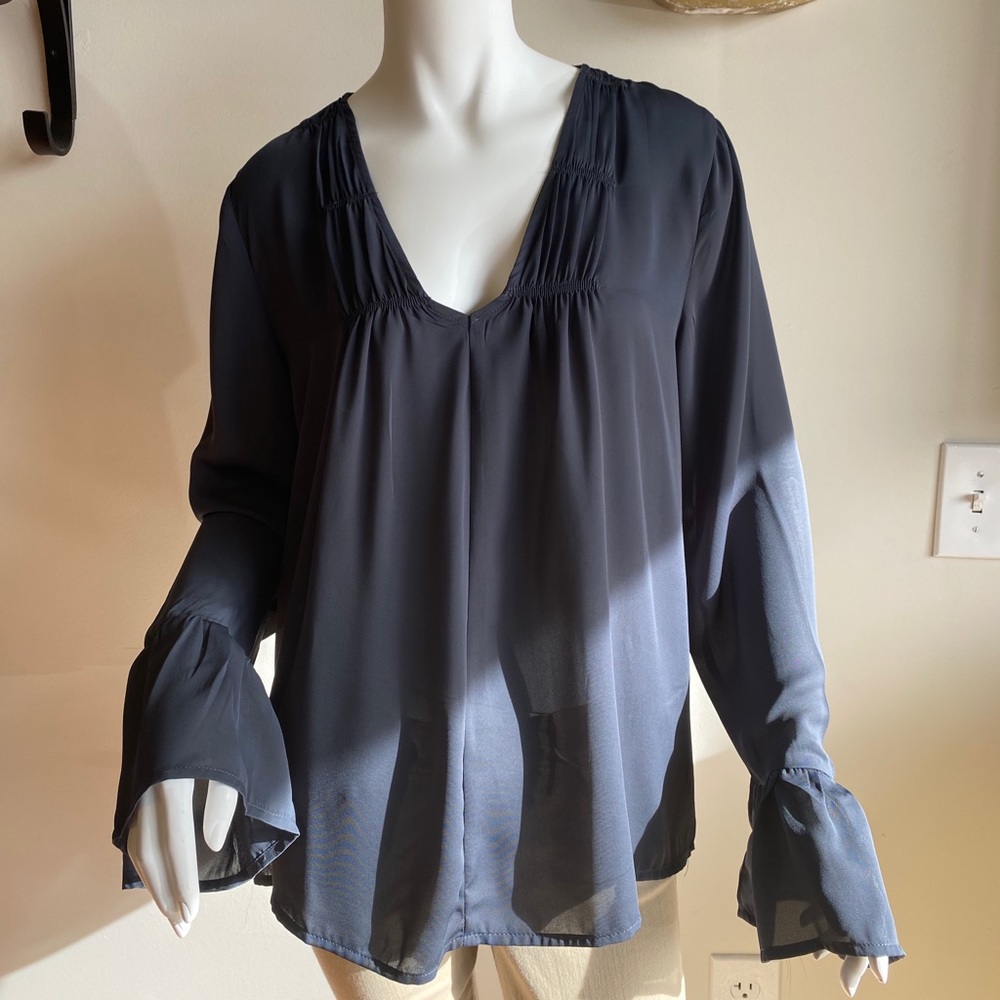 Grey Long Sleeve Blouse